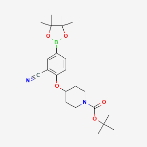 molecular formula C23H33BN2O5 B1445279 叔丁基 4-(2-氰基-4-(4,4,5,5-四甲基-1,3,2-二氧杂硼环-2-基)苯氧基)哌啶-1-羧酸酯 CAS No. 1292317-57-7