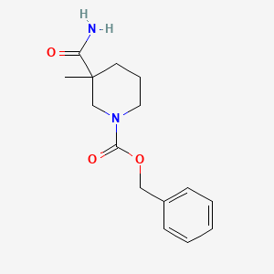 molecular formula C15H20N2O3 B1445290 苯甲酸3-氨基甲酰基-3-甲基哌啶-1-甲酯 CAS No. 174543-79-4
