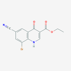 molecular formula C13H9BrN2O3 B1445306 8-溴-6-氰基-4-羟基喹啉-3-羧酸乙酯 CAS No. 1233518-56-3