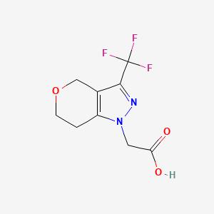 molecular formula C9H9F3N2O3 B1445307 2-(3-(三氟甲基)-6,7-二氢吡喃[4,3-c]吡唑-1(4H)-基)乙酸 CAS No. 1189583-13-8