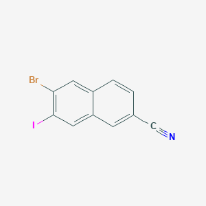 molecular formula C11H5BrIN B1445314 6-溴-7-碘-2-萘甲腈 CAS No. 1042170-69-3