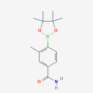 molecular formula C14H20BNO3 B1445338 3-Methyl-4-(4,4,5,5-tetramethyl-1,3,2-dioxaborolan-2-yl)benzamide CAS No. 631911-09-6