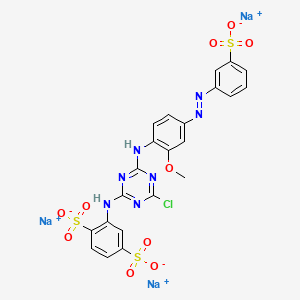 1,4-Benzenedisulfonic acid, 2-((4-chloro-6-((2-methoxy-4-((3-sulfophenyl)azo)phenyl)amino)-1,3,5-triazin-2-yl)amino)-, trisodium salt