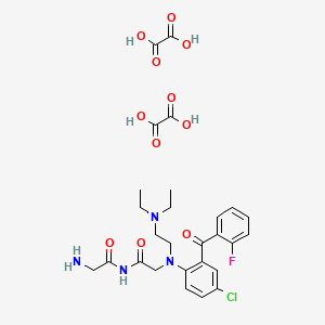 2-amino-N-[2-[4-chloro-N-[2-(diethylamino)ethyl]-2-(2-fluorobenzoyl)anilino]acetyl]acetamide;oxalic acid