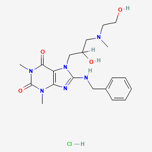 1H-Purine-2,6-dione, 3,7-dihydro-1,3-dimethyl-7-(2-hydroxy-3-((2-hydroxyethyl)methylamino)propyl)-8-((phenylmethyl)amino)-, monohydrochloride