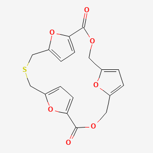 molecular formula C18H14O7S B14453887 3,10,22,23,24-Pentaoxa-17-thiatetracyclo(17.2.1.1(sup 5,8).1(sup 12,15))tetracosa-5,7,12,14,19,21-hexaene-2,11-dione CAS No. 73823-25-3