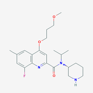 molecular formula C23H32FN3O3 B1445408 (R)-8-Fluoro-N-isopropyl-4-(3-methoxypropoxy)-6-methyl-N-(piperidin-3-yl)quinoline-2-carboxamide CAS No. 1078129-57-3