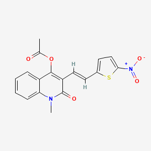 molecular formula C18H14N2O5S B14454209 4-(Acetyloxy)-1-methyl-3-(2-(5-nitro-2-thienyl)ethenyl)-2(1H)-quinolinone CAS No. 74693-57-5