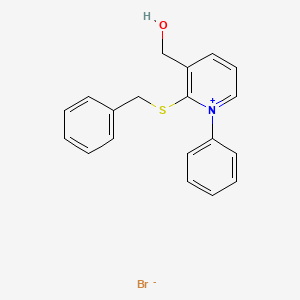 molecular formula C19H18BrNOS B14454323 2-(Benzylsulfanyl)-3-(hydroxymethyl)-1-phenylpyridin-1-ium bromide CAS No. 77155-90-9