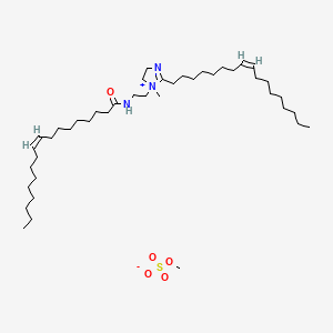 molecular formula C42H81N3O5S B14454679 4,5-Dihydro-2-((8Z)-heptadecenyl)-1-methyl-1-(2-((9Z)-octadecenoylamino)ethyl)-1H-imidazolium methyl sulfate CAS No. 70206-24-5