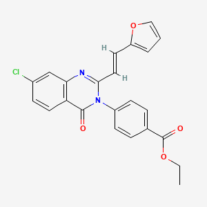 molecular formula C23H17ClN2O4 B14454752 Ethyl 4-(7-chloro-2-(2-(2-furanyl)ethenyl)-4-oxo-3(4H)-quinazolinyl)benzoate CAS No. 72889-51-1