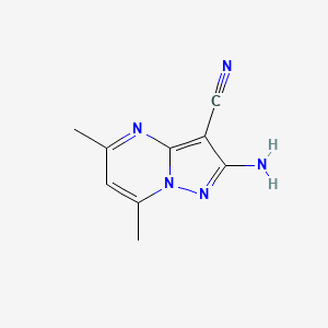 molecular formula C9H9N5 B1445486 2-氨基-5,7-二甲基吡唑并[1,5-a]嘧啶-3-碳腈 CAS No. 112590-47-3