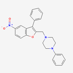 Piperazine, 1-((5-nitro-3-phenyl-2-benzofuranyl)methyl)-4-phenyl-