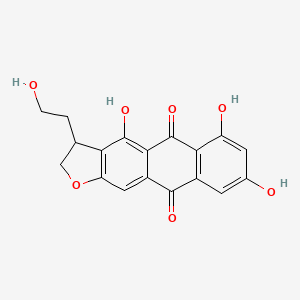 molecular formula C18H14O7 B14455367 Anthra(2,3-b)furan-5,10-dione, 2,3-dihydro-4,6,8-trihydroxy-3-(2-hydroxyethyl)- CAS No. 74277-84-2