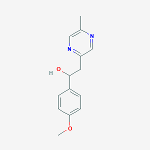 molecular formula C14H16N2O2 B14455438 1-(4-Methoxyphenyl)-2-(5-methyl-2-pyrazinyl)ethanol CAS No. 72725-80-5