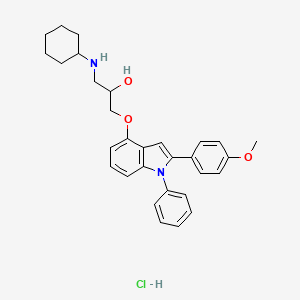 2-Propanol, 1-(cyclohexylamino)-3-((2-(4-methoxyphenyl)-1-phenyl-1H-indol-4-yl)oxy)-, monohydrochloride