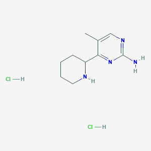 molecular formula C10H18Cl2N4 B1445563 5-Methyl-4-(piperidin-2-yl)pyrimidin-2-amine dihydrochloride CAS No. 1361112-93-7