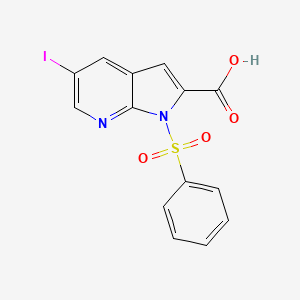 molecular formula C14H9IN2O4S B1445564 5-碘-1-(苯磺酰基)-1H-吡咯并[2,3-b]吡啶-2-羧酸 CAS No. 1346447-25-3