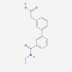 molecular formula C17H17NO3 B1445568 {3-[3-(乙基氨基羰基)苯基]苯基}乙酸 CAS No. 1375069-13-8