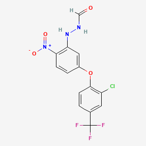 molecular formula C14H9ClF3N3O4 B14455687 Hydrazinecarboxaldehyde, 2-(5-(2-chloro-4-(trifluoromethyl)phenoxy)-2-nitrophenyl)- CAS No. 75131-22-5