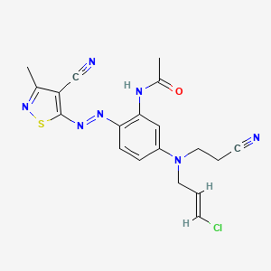 molecular formula C19H18ClN7OS B14455692 Acetamide, N-[5-[(3-chloro-2-propenyl)(2-cyanoethyl)amino]-2-[(4-cyano-3-methyl-5-isothiazolyl)azo]phenyl]- CAS No. 73019-24-6