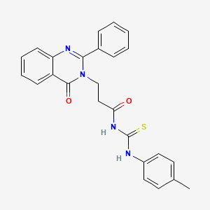 molecular formula C25H22N4O2S B14455719 Urea, 1-(3-(4-oxo-2-phenyl-3,4-dihydro-3-quinazolinyl)propionyl)-3-(p-tolyl)-2-thio- CAS No. 72045-67-1