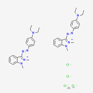 molecular formula C38H48Cl4N10Zn B14455771 Bis(3-((4-(diethylamino)phenyl)azo)-1,2-dimethyl-1H-indazolium) tetrachlorozincate CAS No. 73507-57-0