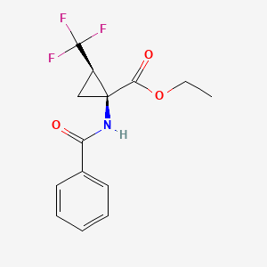molecular formula C14H14F3NO3 B1445578 1-苯甲酰胺基-2-(三氟甲基)环丙烷羧酸乙酯 CAS No. 1068146-77-9