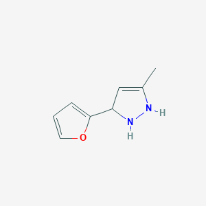 molecular formula C8H10N2O B14455783 3-(Furan-2-yl)-5-methyl-2,3-dihydro-1H-pyrazole CAS No. 74216-82-3