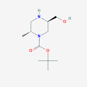 molecular formula C11H22N2O3 B1445584 (2R,5R)-叔丁基 5-(羟甲基)-2-甲基哌嗪-1-羧酸酯 CAS No. 1403898-64-5