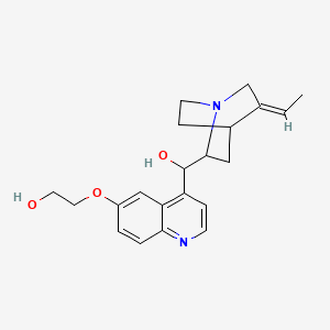 molecular formula C21H26N2O3 B14455893 3-Ethylidene-alpha-(6-(2-hydroxyethoxy)-4-quinolyl)-6-quinuclidinemethanol CAS No. 73924-72-8