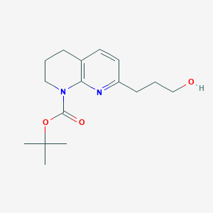 molecular formula C16H24N2O3 B1445598 叔丁基 7-(3-羟丙基)-3,4-二氢-1,8-萘啶-1(2H)-羧酸酯 CAS No. 1416438-76-0