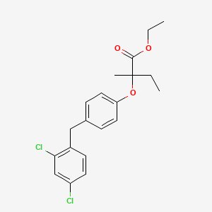 Butanoic acid, 2-(4-((2,4-dichlorophenyl)methyl)phenoxy)-2-methyl-, ethyl ester, (+-)-