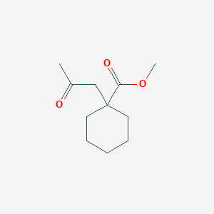 molecular formula C11H18O3 B14456193 Cyclohexanecarboxylic acid, 1-(2-oxopropyl)-, methyl ester CAS No. 75436-61-2