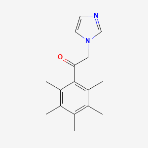 molecular formula C16H20N2O B14456281 Acetophenone, 2-(1-imidazolyl)-2',3',4',5',6'-pentamethyl- CAS No. 73931-91-6