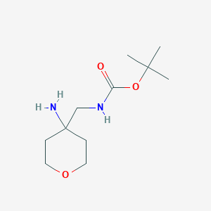 molecular formula C11H22N2O3 B1445642 叔丁基((4-氨基四氢-2H-吡喃-4-基)甲基)氨基甲酸酯 CAS No. 885269-69-2