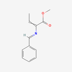 molecular formula C12H13NO2 B14456498 Methyl 2-[(E)-benzylideneamino]but-2-enoate CAS No. 69944-75-8