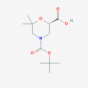 molecular formula C12H21NO5 B1445651 (S)-4-(Tert-butoxycarbonyl)-6,6-dimethylmorpholine-2-carboxylic acid CAS No. 1416444-82-0