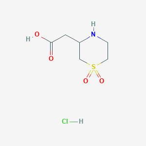 molecular formula C6H12ClNO4S B1445658 2-(1,1-Dioxo-1lambda6-thiomorpholin-3-yl)acetic acid hydrochloride CAS No. 1384429-47-3