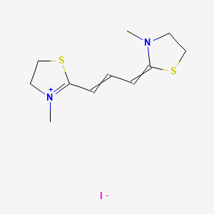 molecular formula C11H17IN2S2 B14456764 Thiazolium, 4,5-dihydro-3-methyl-2-[3-(3-methyl-2-thiazolidinylidene)-1-propenyl]-, iodide CAS No. 68921-78-8