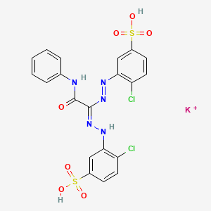 molecular formula C20H15Cl2KN5O7S2+ B14456943 potassium;3-[(2Z)-2-[2-anilino-1-[(2-chloro-5-sulfophenyl)diazenyl]-2-oxoethylidene]hydrazinyl]-4-chlorobenzenesulfonic acid CAS No. 69373-22-4