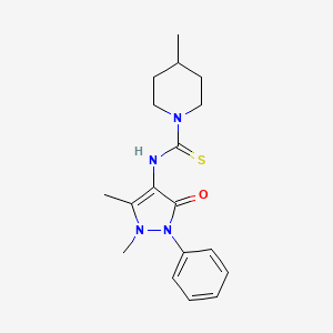 molecular formula C18H24N4OS B14457093 Antipyrine, 4-(4-methylpiperidinothiocarbonylamino)- CAS No. 73791-35-2