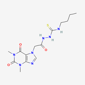 molecular formula C14H21N7O3S B14457279 N-Butyl-2-[(1,3-dimethyl-2,6-dioxo-1,2,3,6-tetrahydro-7H-purin-7-yl)acetyl]hydrazine-1-carbothioamide CAS No. 70862-96-3