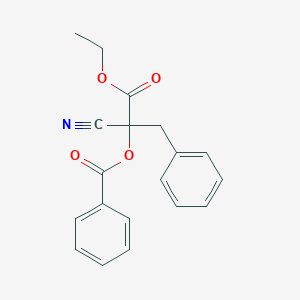 molecular formula C19H17NO4 B14457295 2-Cyano-1-ethoxy-1-oxo-3-phenylpropan-2-yl benzoate CAS No. 73981-17-6