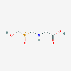 molecular formula C4H9NO4P+ B14457309 N-{[(Hydroxymethyl)(oxo)phosphaniumyl]methyl}glycine CAS No. 70291-04-2