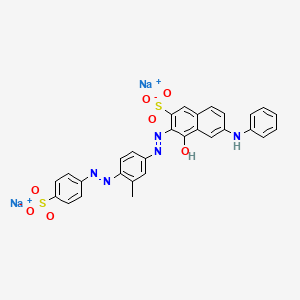 molecular formula C29H21N5Na2O7S2 B14457455 2-Naphthalenesulfonic acid, 4-hydroxy-3-((3-methyl-4-((4-sulfophenyl)azo)phenyl)azo)-6-(phenylamino)-, disodium salt CAS No. 67990-24-3