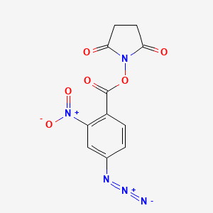 molecular formula C11H7N5O6 B14457531 2,5-Pyrrolidinedione, 1-[(4-azido-2-nitrobenzoyl)oxy]- CAS No. 73579-22-3