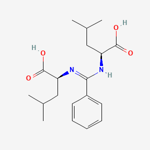 molecular formula C19H28N2O4 B14457688 Benzamidine, N,N'-bis(L-carboxyisobutylmethyl)- CAS No. 73664-84-3