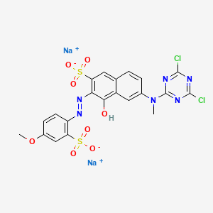 Disodium 6-((4,6-dichloro-1,3,5-triazin-2-yl)methylamino)-4-hydroxy-3-((4-methoxy-2-sulphonatophenyl)azo)naphthalene-2-sulphonate