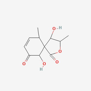 molecular formula C11H14O5 B14458022 2-Oxa-spiro[4.5]dec-8-ene-1,7-dione, 4,6-dihydroxy-3,10-dimethyl- CAS No. 74838-14-5